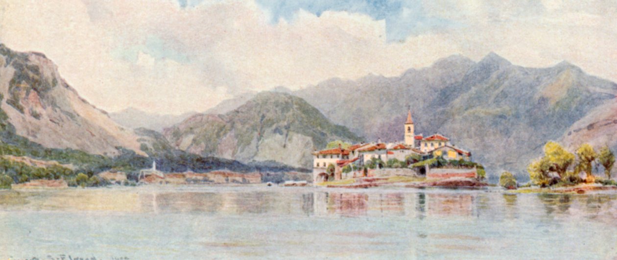 Baveno ja Isola Pescatori, Maggiore-järvi (värilitro) tekijältä George Samuel Elgood