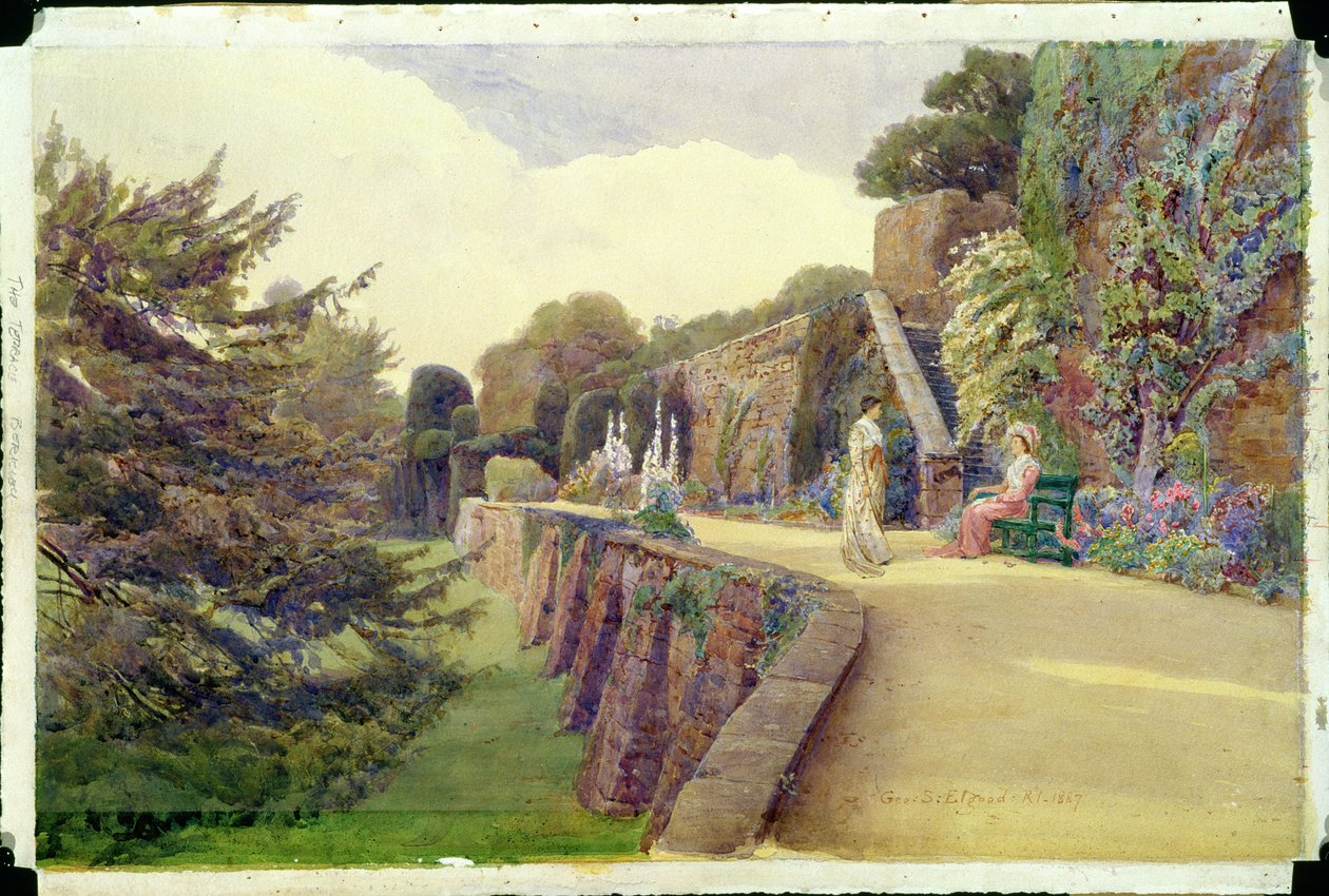 Terassi Berkeley Castlessa, Gloucestershire, 1887 tekijältä George Samuel Elgood