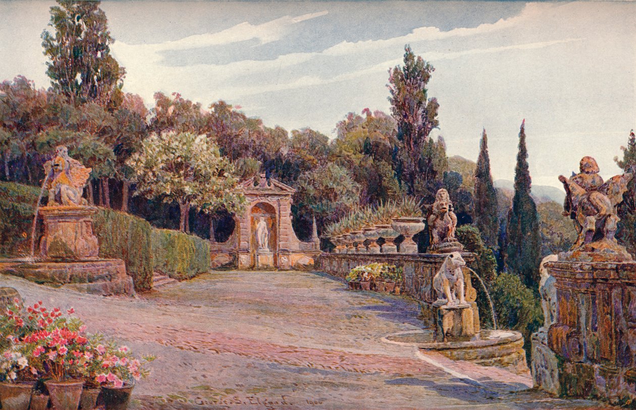 Upper Terrace, Villa Imperiale, Genova, 1900 tekijältä George Samuel Elgood