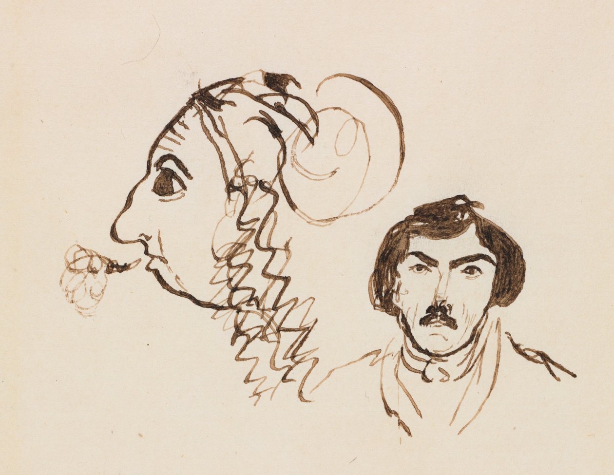 Omakuva Delacroixin muotokuvalla, c. 1845. tekijältä George Sand