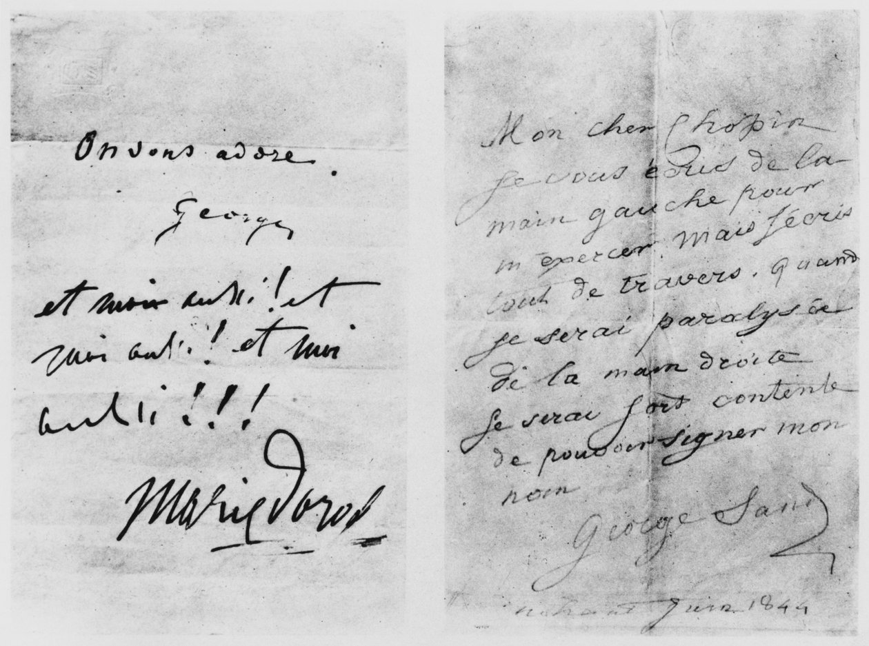 Kaksi kirjettä Frederic Chopinille (1810-49), Nohant, kesäkuu 1844 tekijältä George Sand