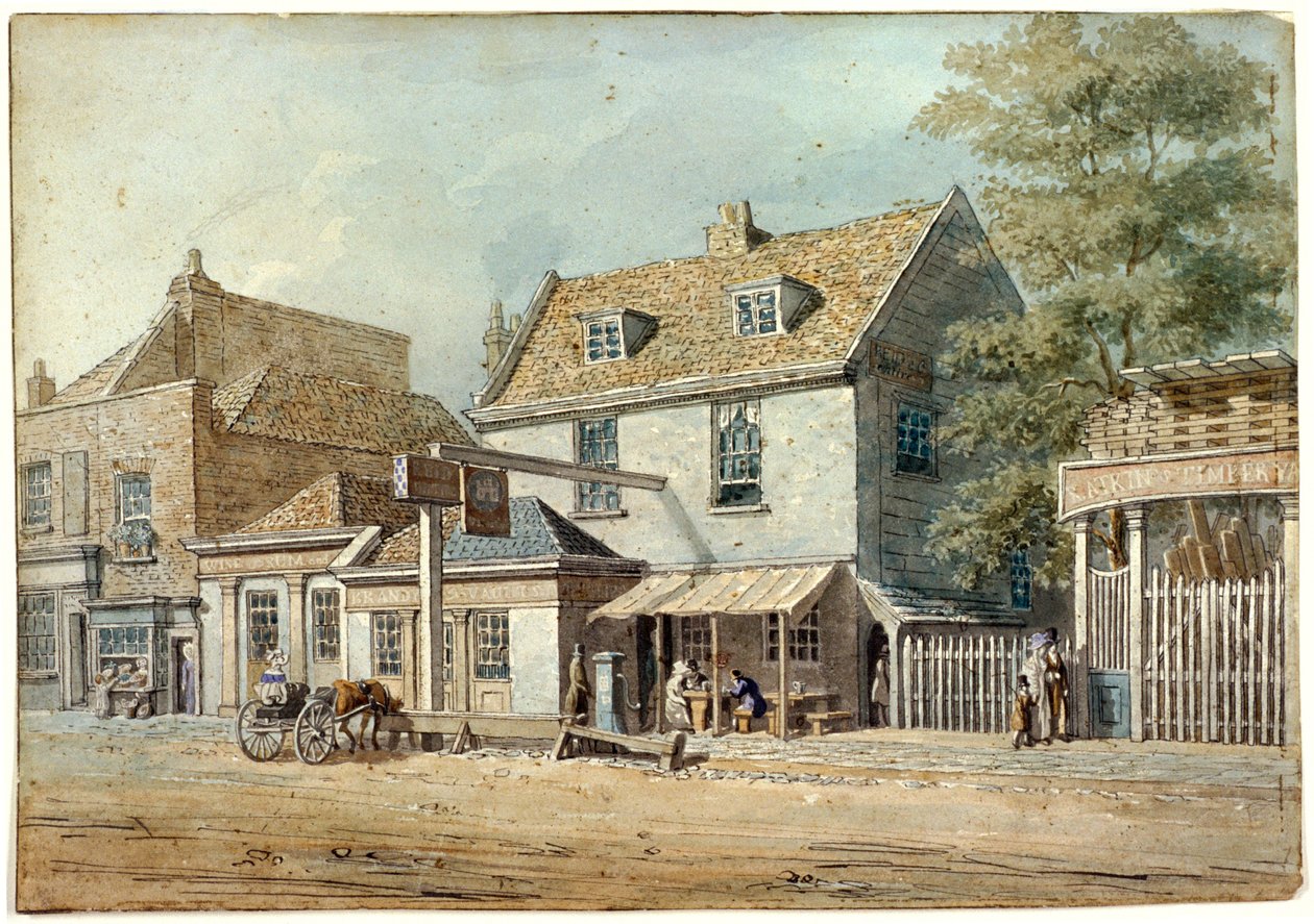 Castle Tavern, Old Kent Road, Lontoo, vuosi 1830 tekijältä George Scharf