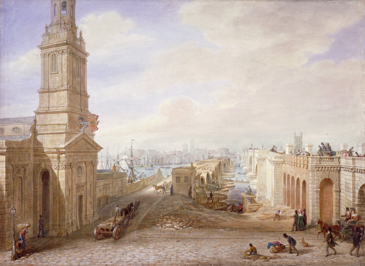 Vanhat ja uudet Lontoon sillat etelään, Lontoo, 1831. tekijältä George Scharf