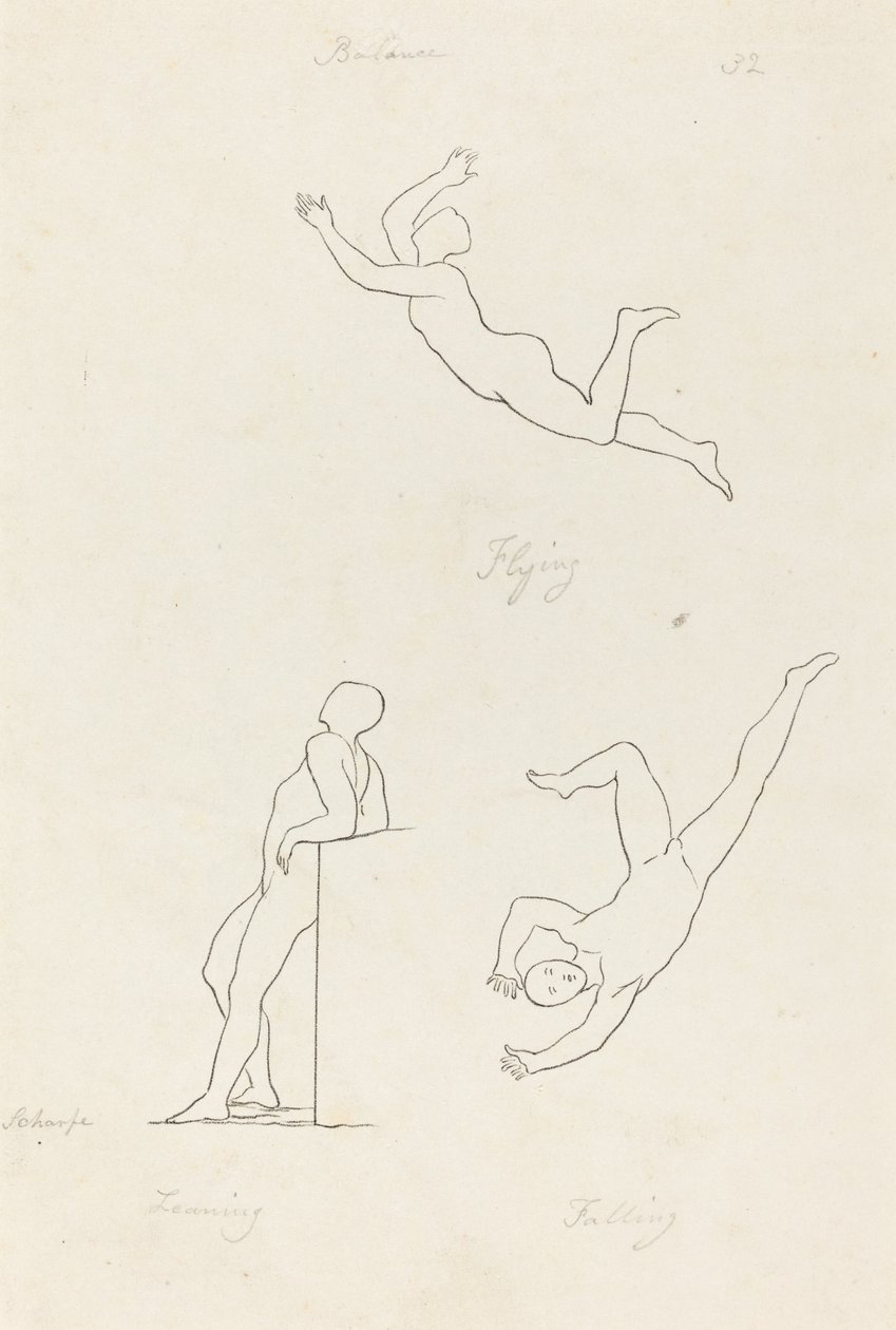 Nojaa, lentää ja putoaa tekijältä George Scharf after John Flaxman