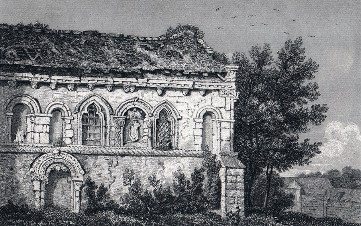 "Berfrestone" (DB) Pyhän Nikolauksen kirkko 1829 kaiverrus Barfrestone Kent Englanti tekijältä George Shepherd