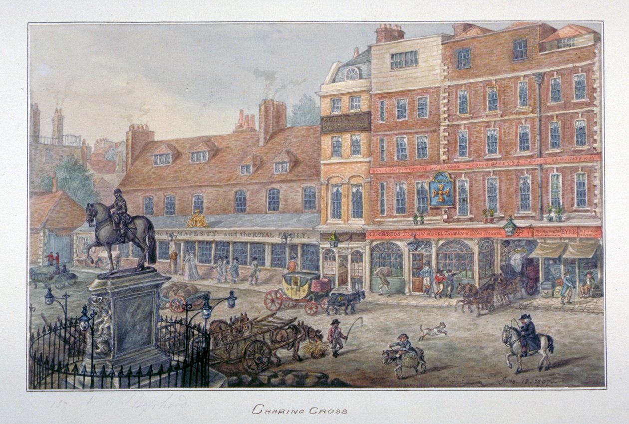 Charing Cross, Westminster, Lontoo, 1807 tekijältä George Shepherd