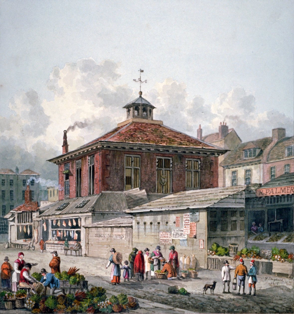 Clare Market, Westminster, Lontoo, 1815 tekijältä George Shepherd