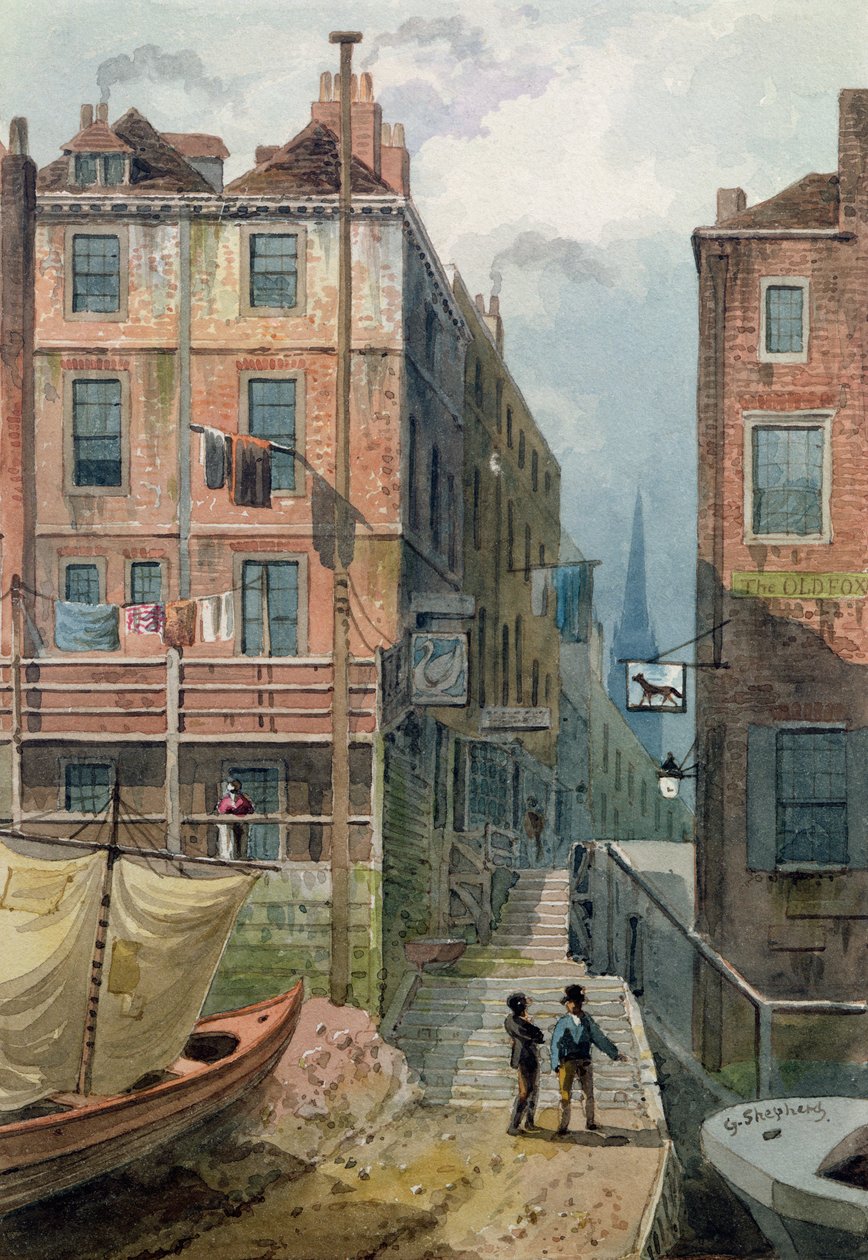 Hungerford Stairs, n. 1810 tekijältä George Shepherd