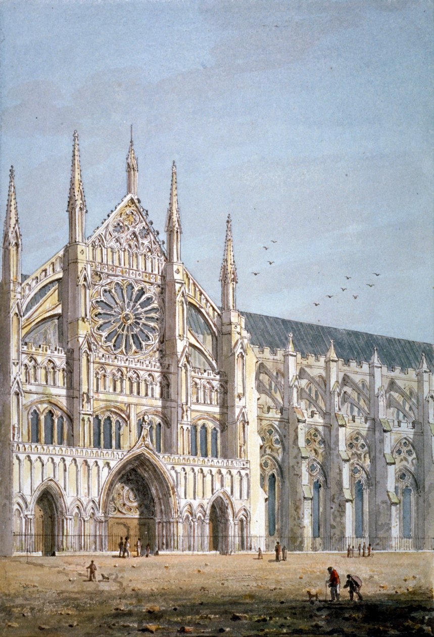 Westminster Abbeyn pohjoisovi, Lontoo, c1810. tekijältä George Shepherd