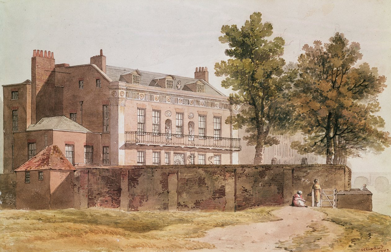 Näkymä Grosvenor Housesta Millbankissa, 1809 tekijältä George Shepherd