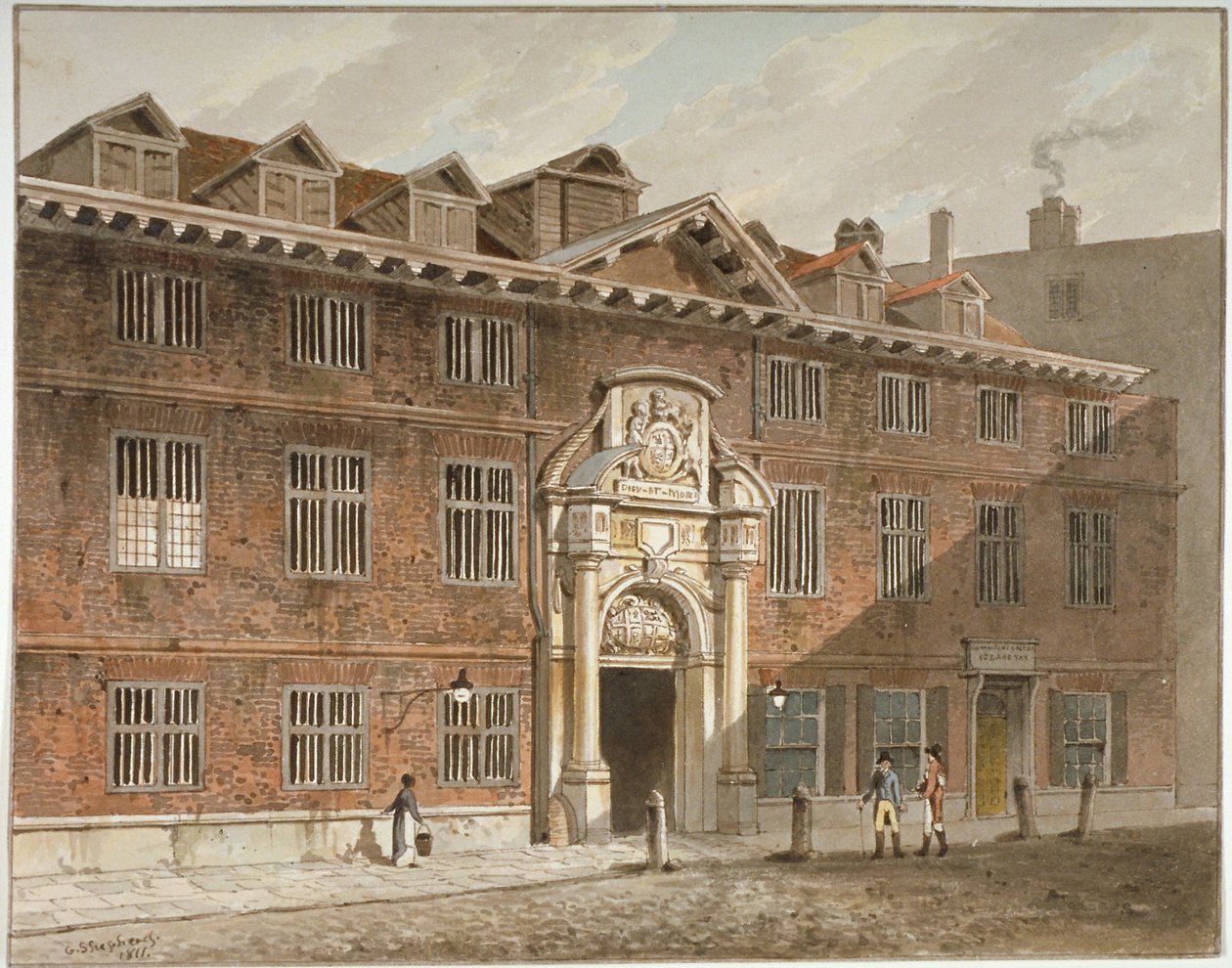 Blackwell Hallin länsipuolella King Street, Lontoon kaupunki, 1811. tekijältä George Shepherd