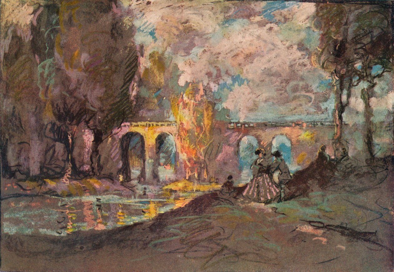 Maisema-ajan luonnos, c1916 tekijältä George Sheringham