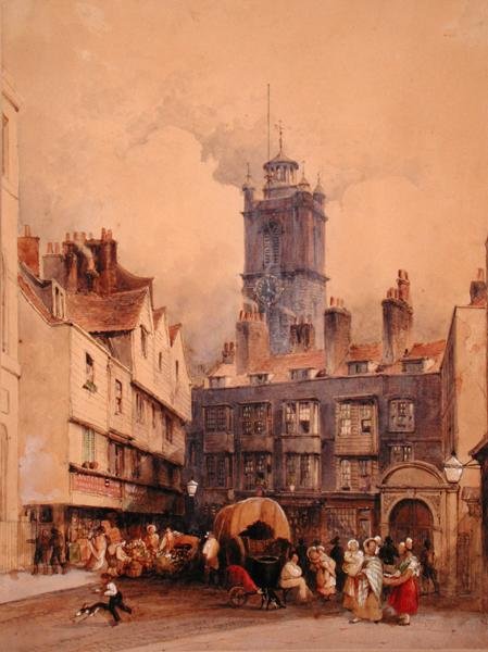 St. Giles, Cripplegate (akvarelli paperille) tekijältä George Sidney Shepherd