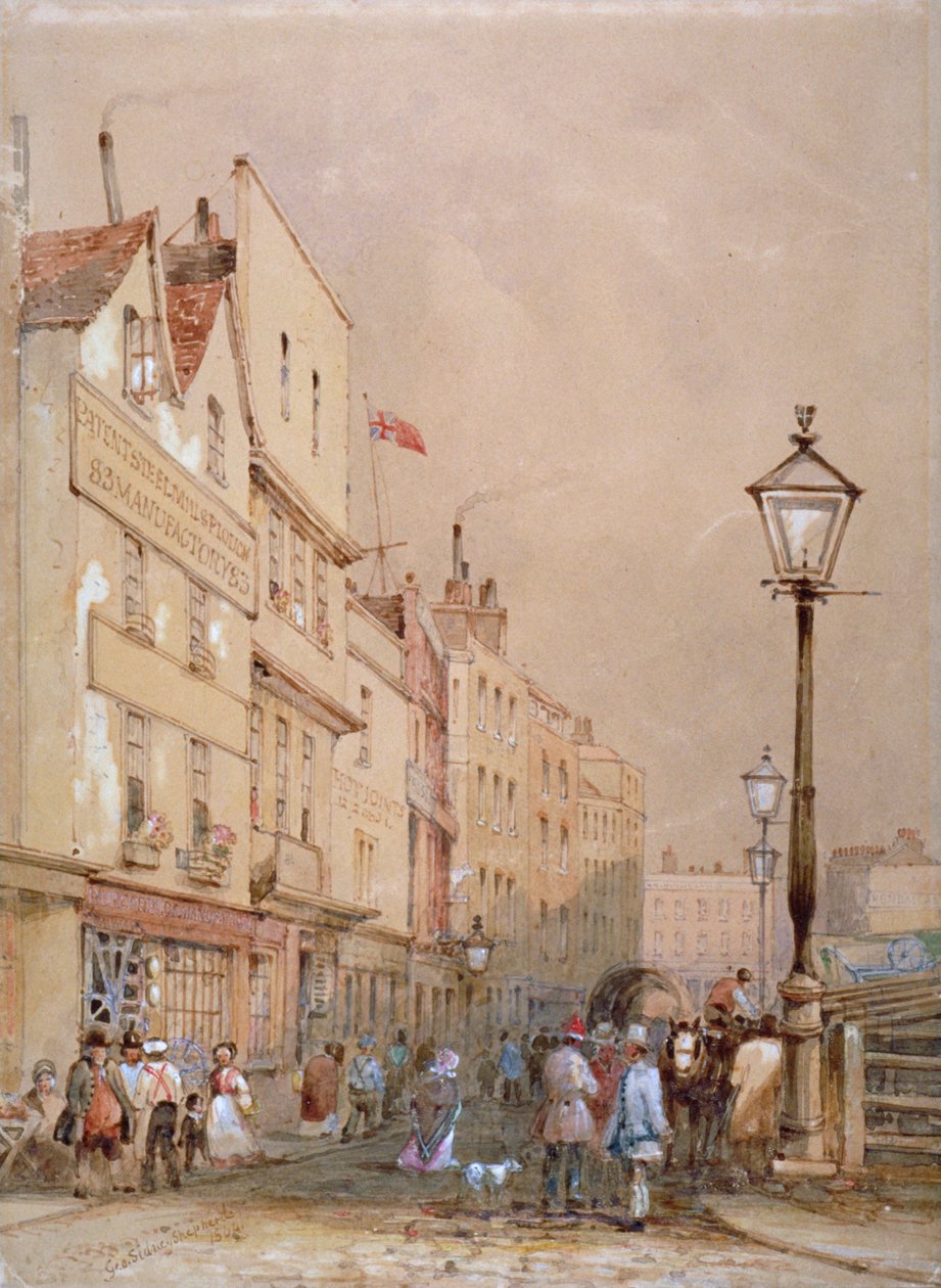Näkymä Smithfield Marketille, Lontoon City, 1844. tekijältä George Sidney Shepherd