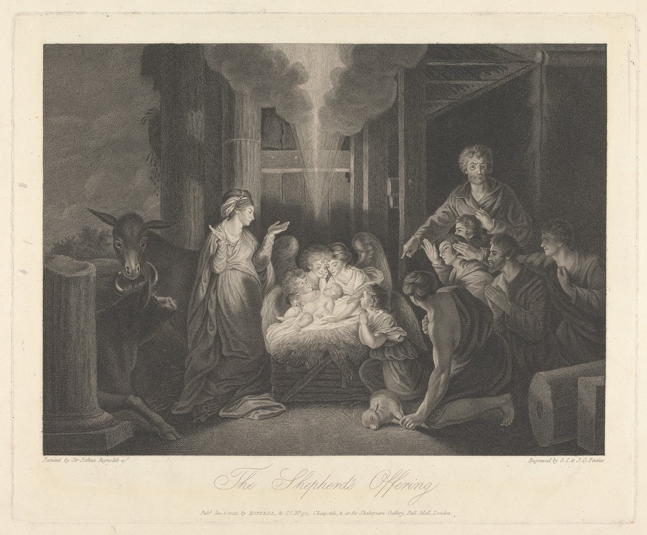 Kappelin länsiikkuna, New College Oxford: Shepherd-uhri, syntymäkohtaus tekijältä George Siegmund Facius