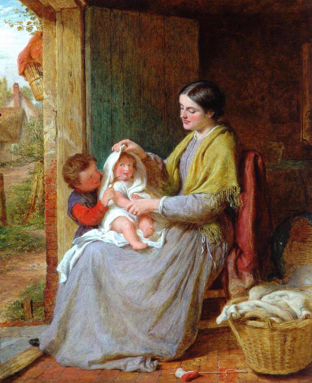 Leikkii vauvan kanssa, 1863 tekijältä George Smith