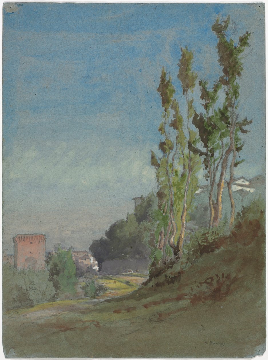 Albano, Italia, n.1872 (akvarelli ja guassi grafiitin päällä). tekijältä George Snr. Inness