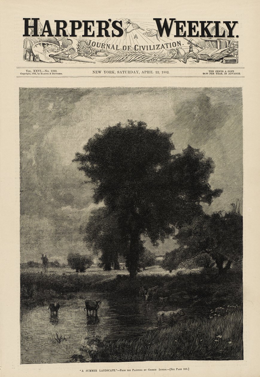 Cattle in Pool (A Summer Landscape) (Harper