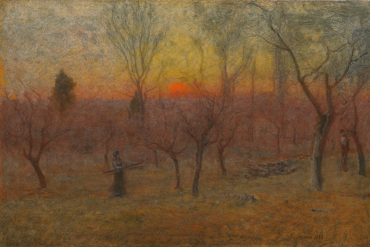 Gathering Wood, Montclair, New Jersey, 1889 tekijältä George Snr. Inness
