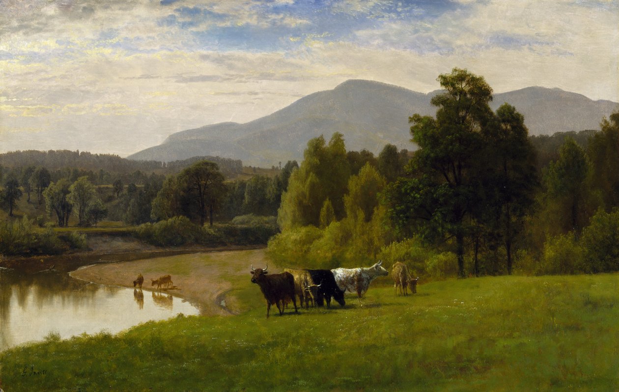 Pasture Lands, 1867 (öljy paperille aluksella) tekijältä George Snr. Inness