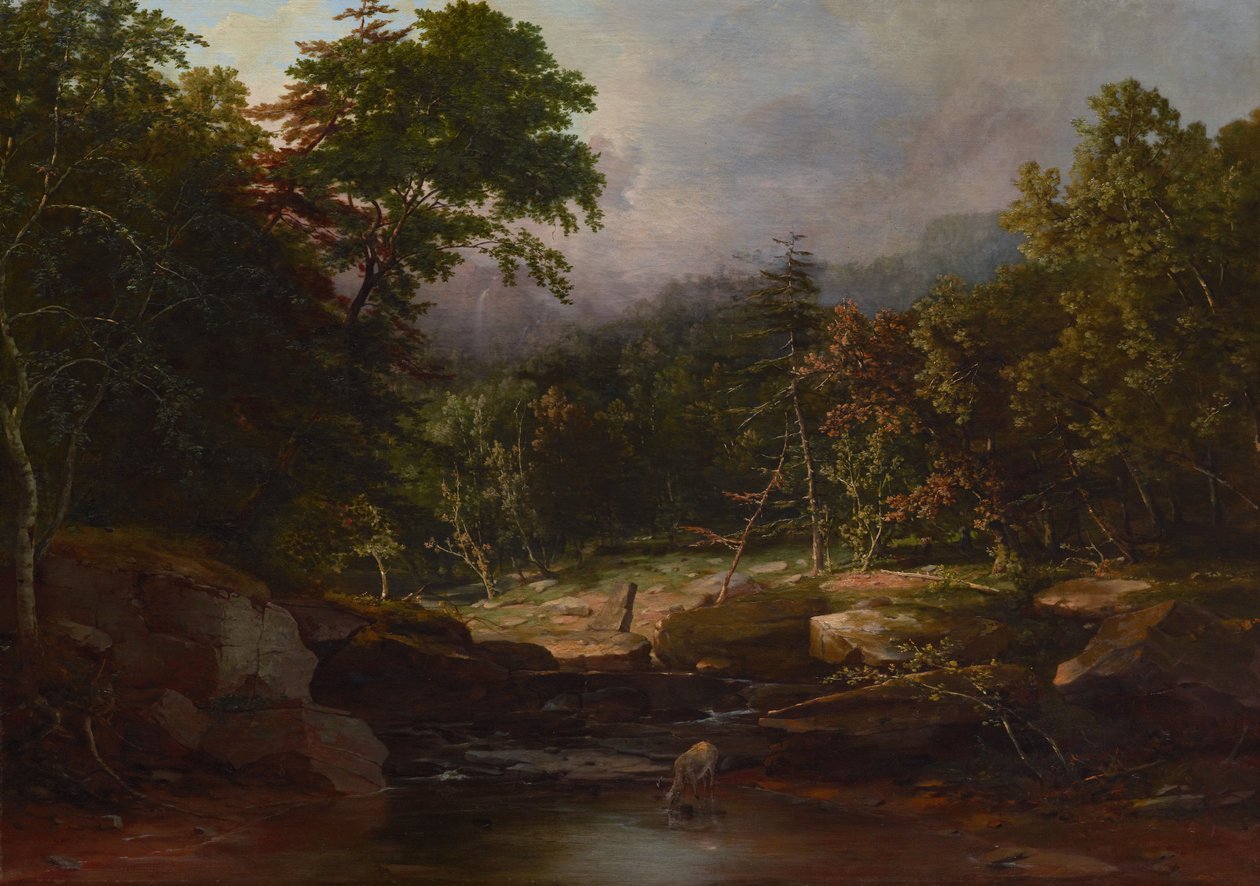 Stream in the Mountains, n. 1850 (öljy kankaalle) tekijältä George Snr. Inness