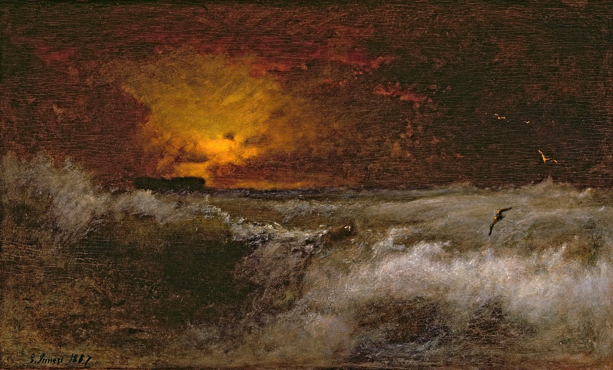 Auringonlasku meren yllä, 1887 tekijältä George Snr. Inness