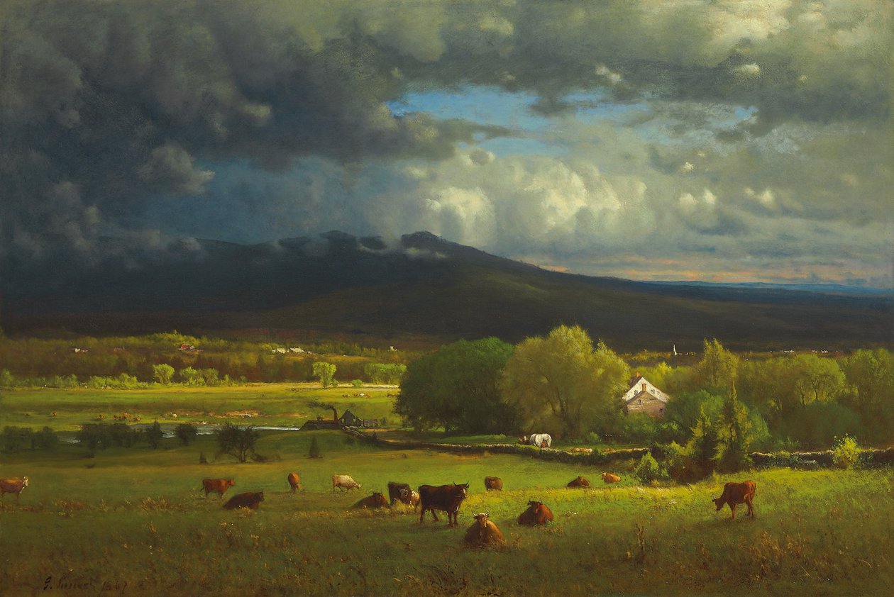 Auringonlasku joella, 1867 tekijältä George Snr. Inness