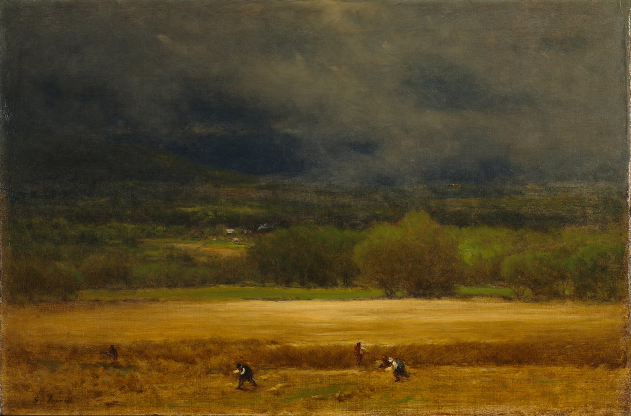 Vehnäpelto, noin 1875-77 (öljy kankaalle) tekijältä George Snr. Inness