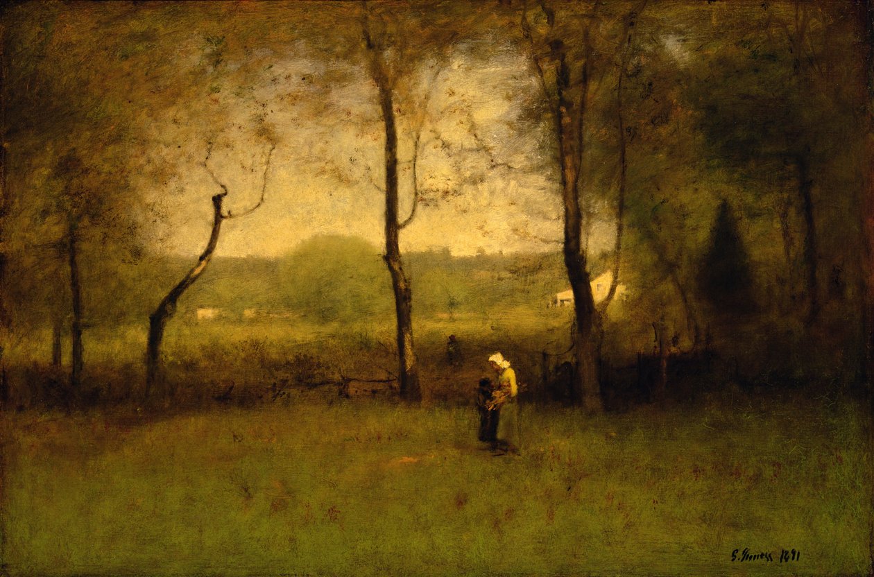 Puunkeräilijät: Syksyinen iltapäivä, 1891 tekijältä George Snr. Inness