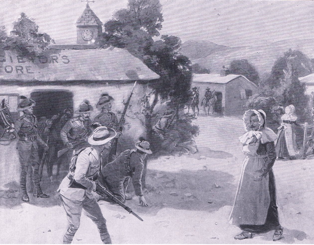 Bethunesin houkutuslintuja, teoksesta After Pretoria: The Guerilla War, jonka on julkaissut Harmsworth Bros Limited, 1901. tekijältä George Soper