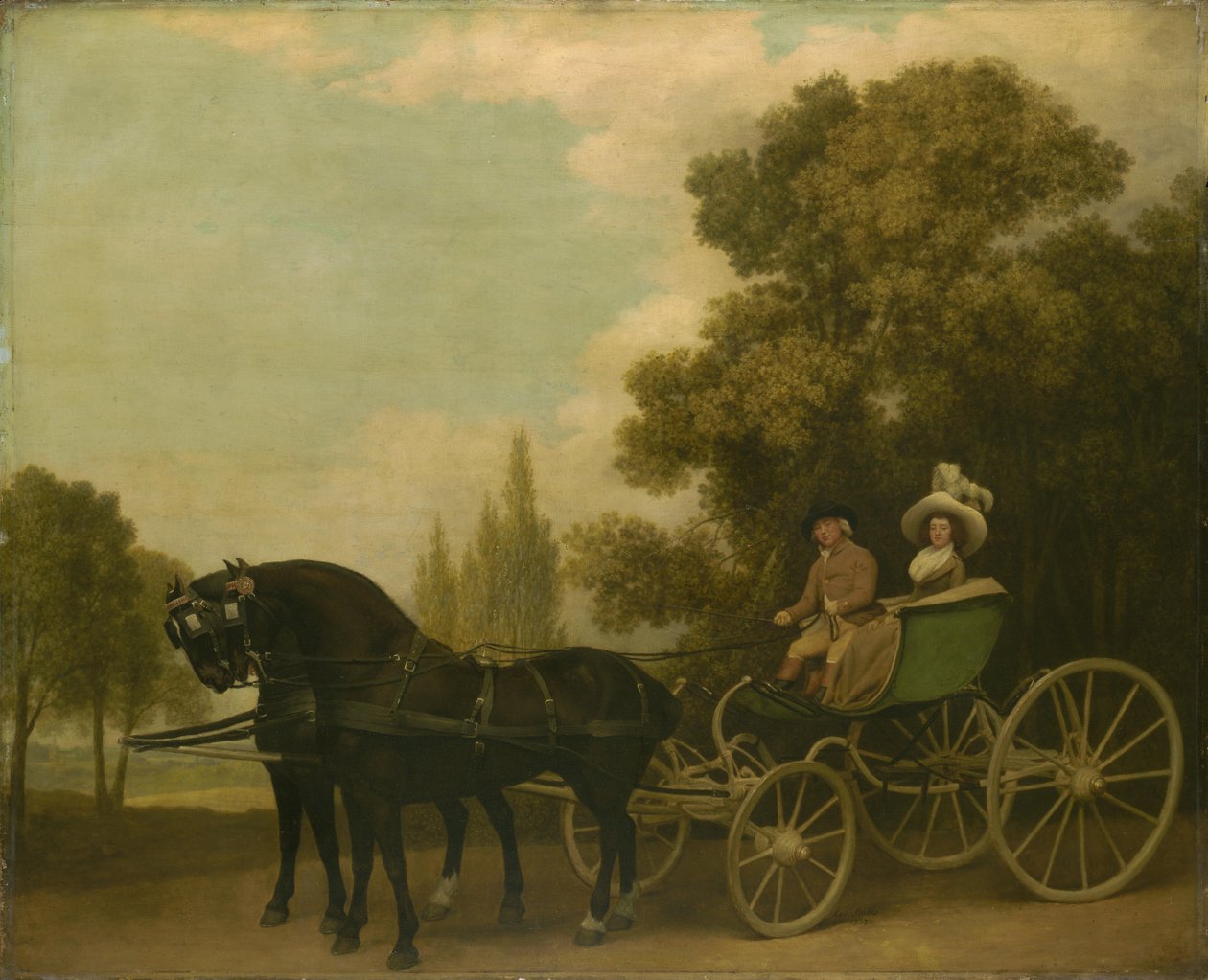 Herrasmies ajamassa naista Phaetonissa, 1787 tekijältä George Stubbs