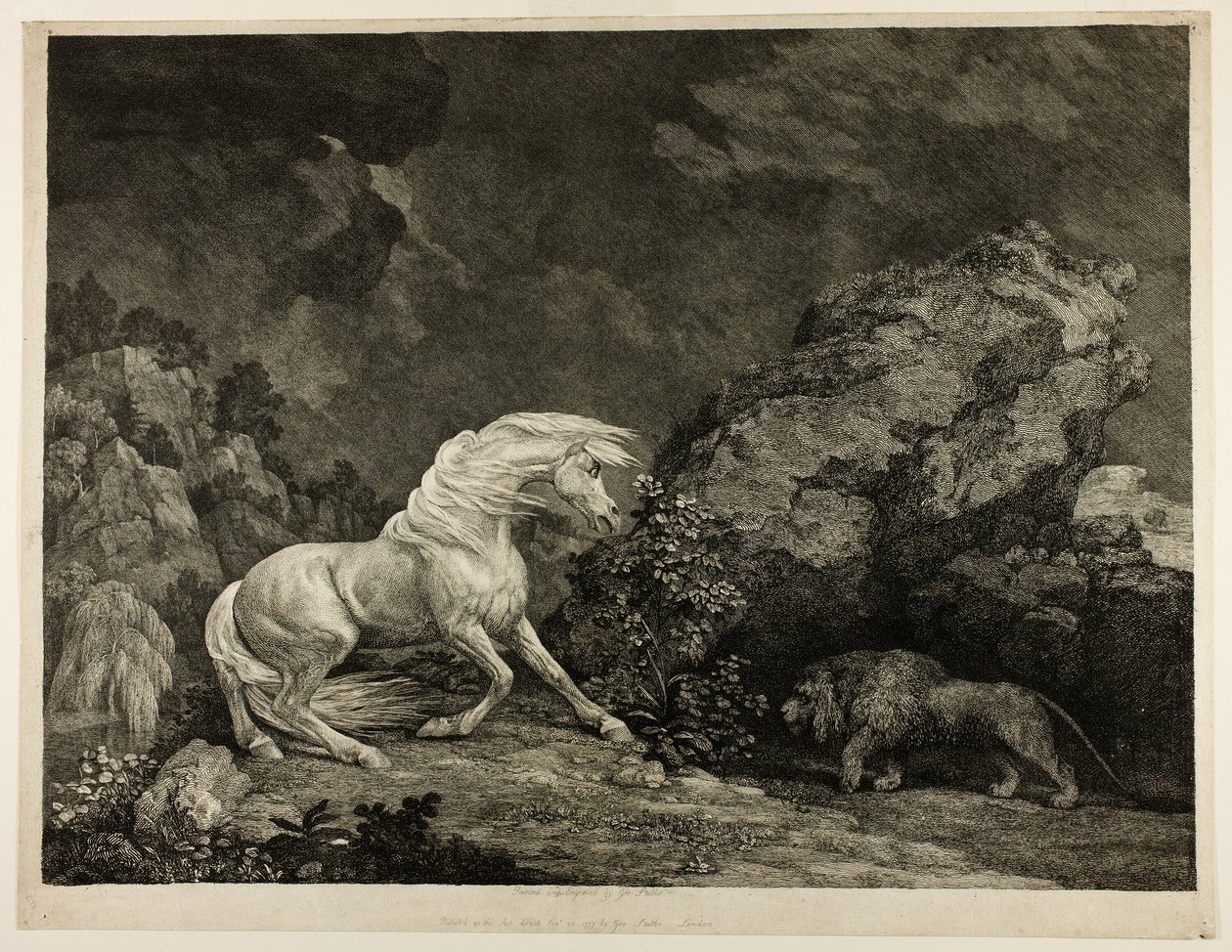 Leijonan pelästynyt hevonen tekijältä George Stubbs