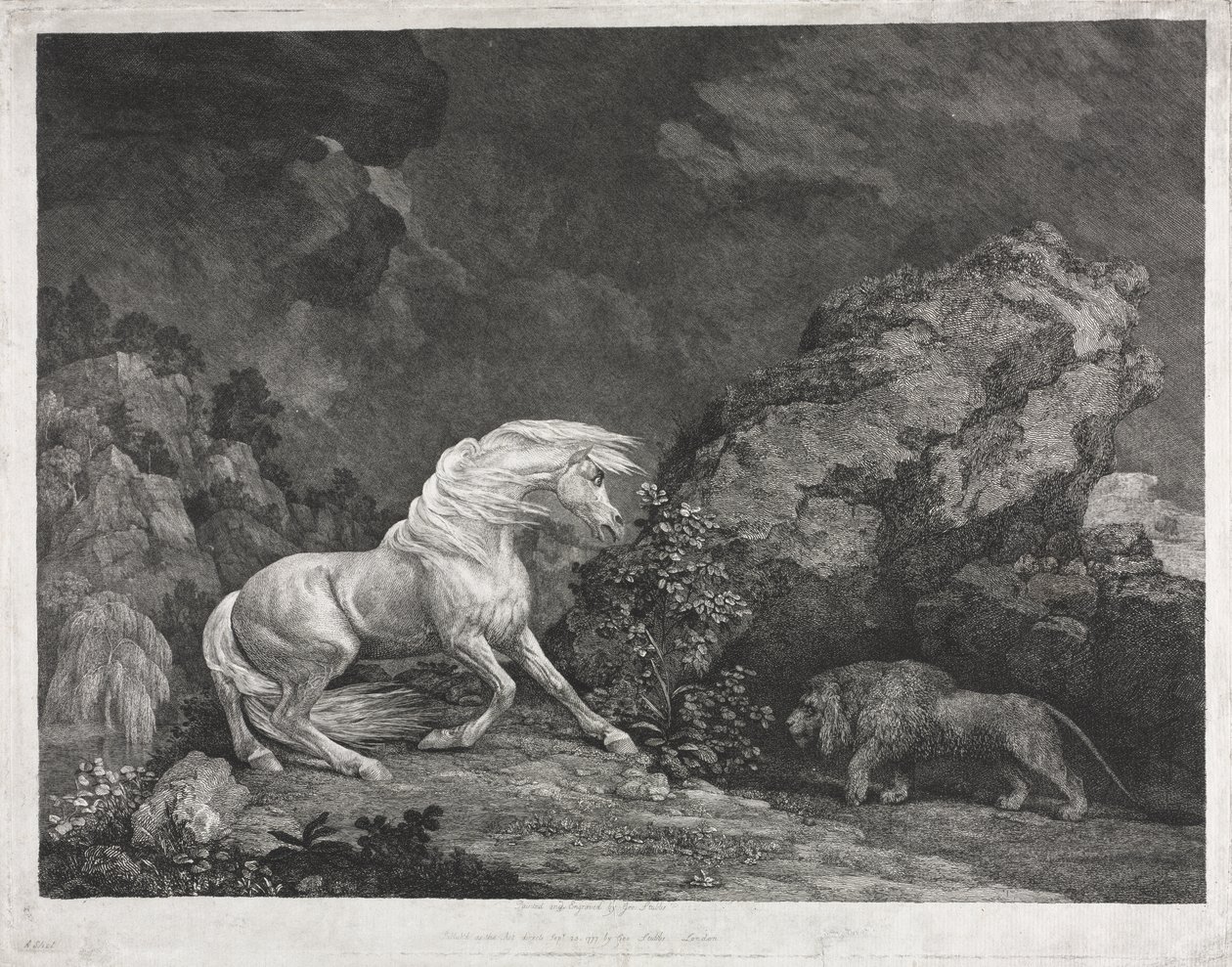 Leijonan pelästynyt hevonen tekijältä George Stubbs