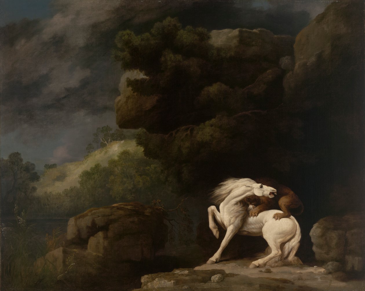 Leijona hyökkää hevosta vastaan tekijältä George Stubbs