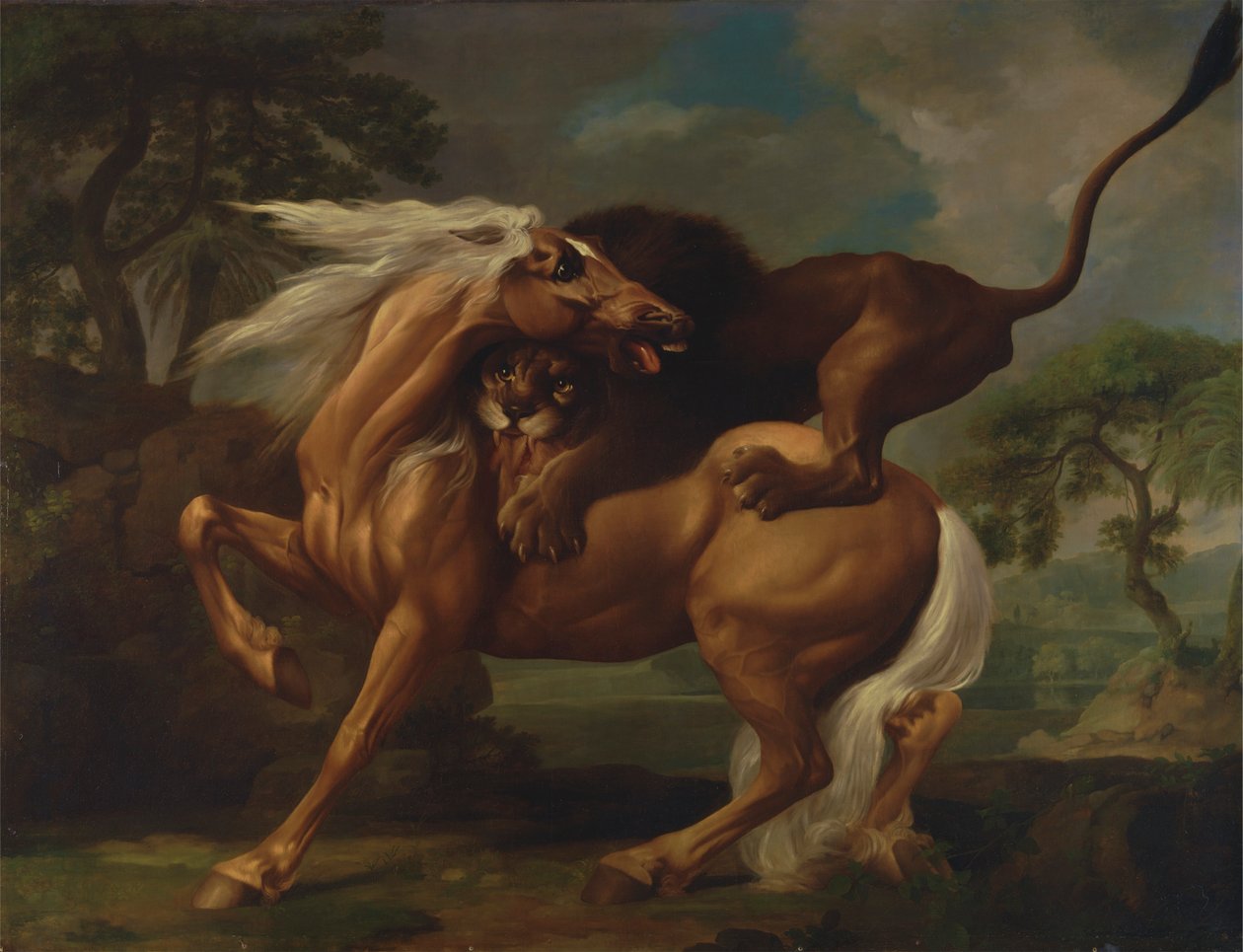 Leijona hyökkää hevosta vastaan tekijältä George Stubbs