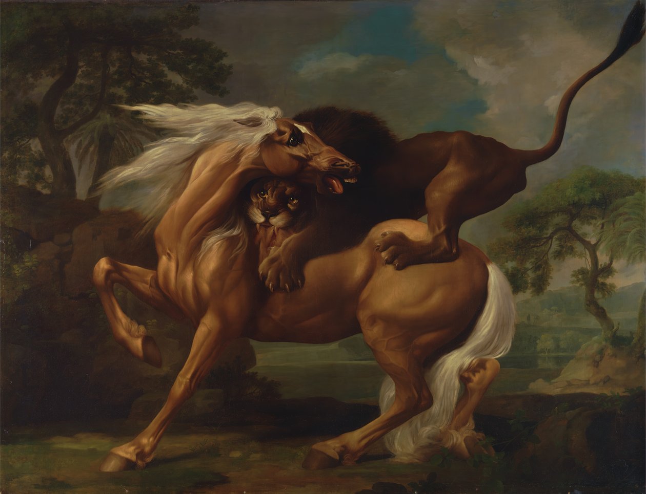 Leijona hyökkää hevosta vastaan, 1762. tekijältä George Stubbs