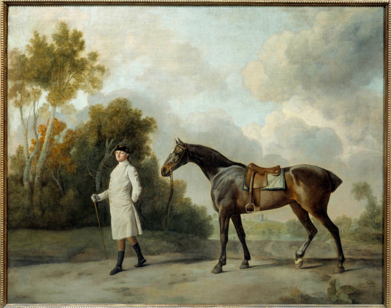 George Stubbsin (1724-1806) Asshetonin, ensimmäisen varakreivi Curzonin ja hänen Mare Maria -maalauksensa muotokuva su. 1x1,28 m tekijältä George Stubbs