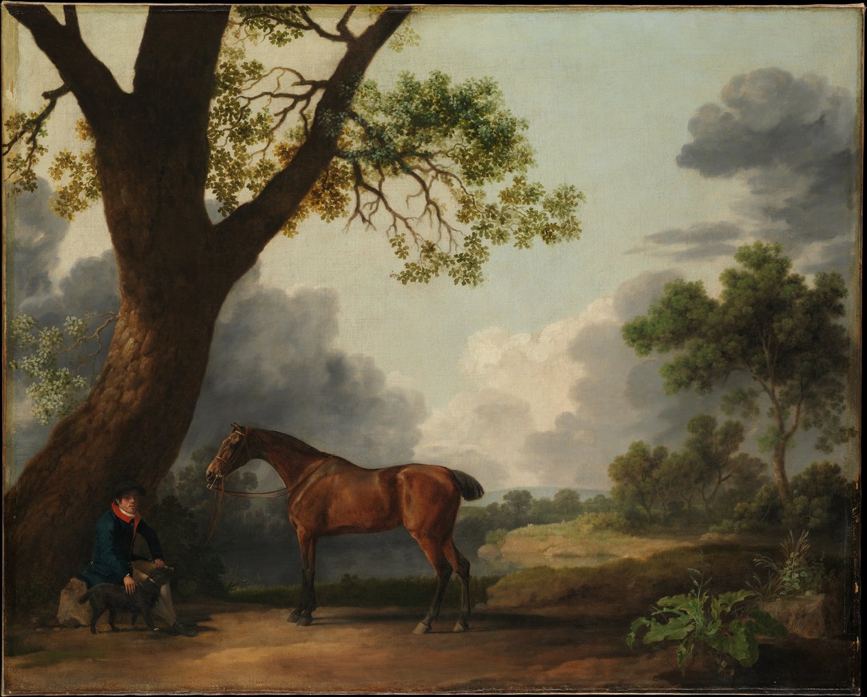 Dorsetin kolmannen herttuan metsästyshevonen, tallirenki ja koira tekijältä George Stubbs