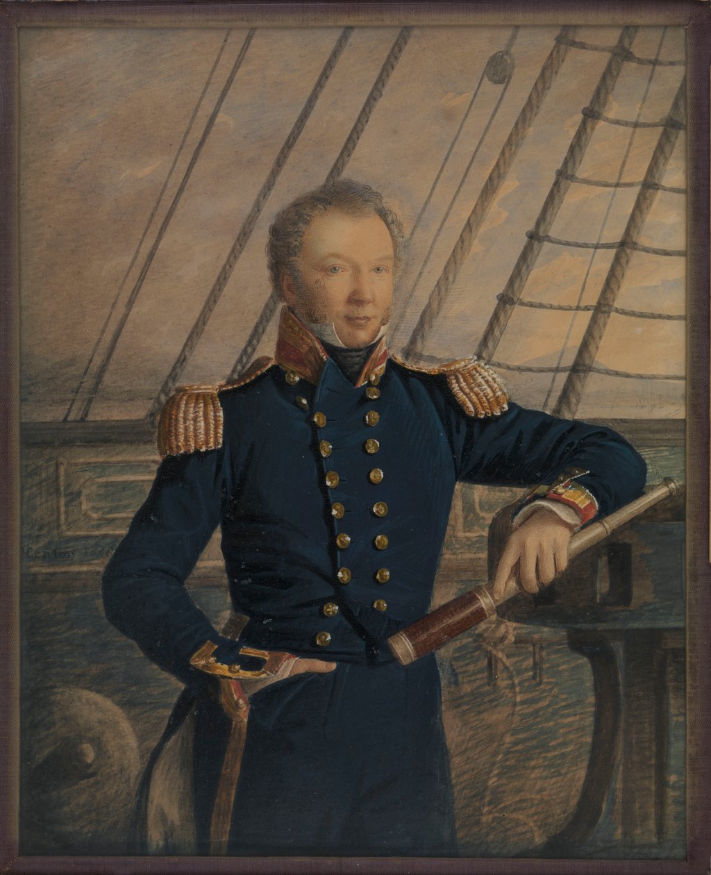 Kapteeni William Hewettin muotokuva, noin 1840 (akvarelli, puu, lasi). tekijältä George T. Gregory