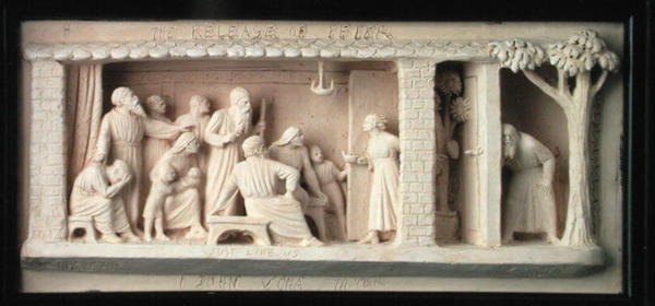 The Release of Peter, valmistaja Doulton & Co., n. 1872-1882 (terrakotta) tekijältä George Tinworth