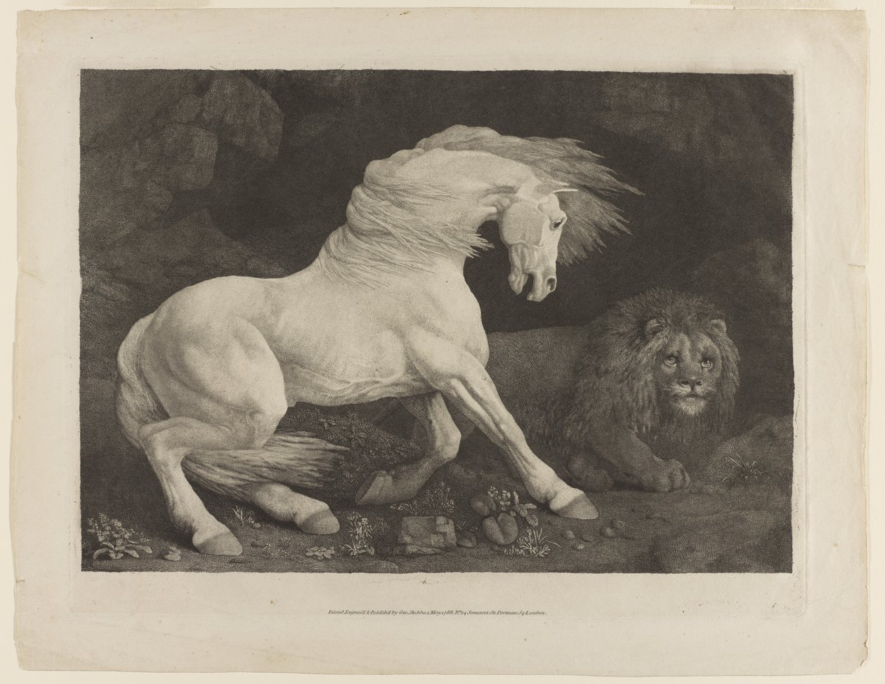 Leijonan pelästynyt hevonen George Stubbsin (1724-1806) mukaan tekijältä George Townley Stubbs