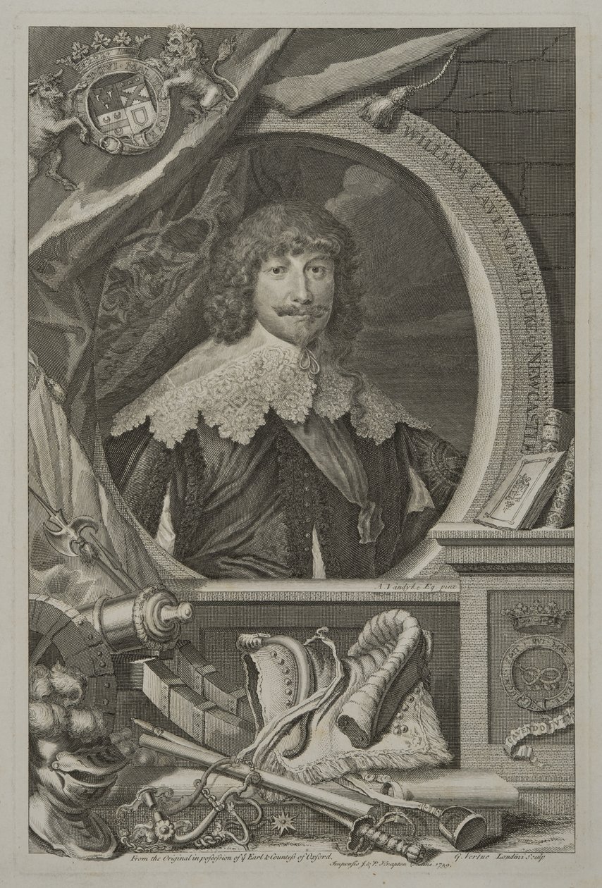 Muotokuva William Cavendishin, Newcastlen 1. herttuasta, 1739 tekijältä George Vertue