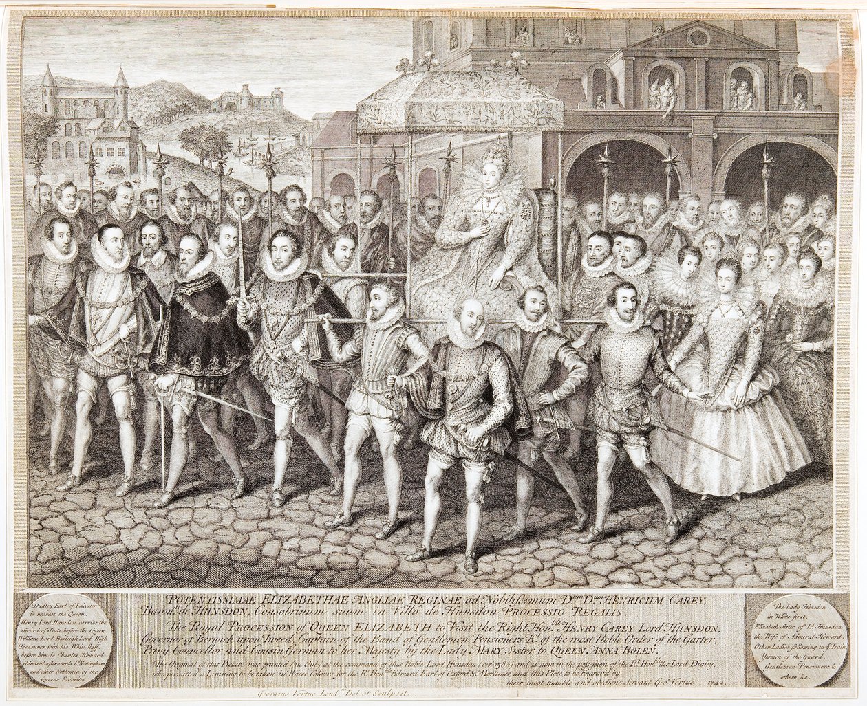 Kuningatar Elisabet I:n kuninkaallinen kulkue, n. 1580 1744 tekijältä George Vertue