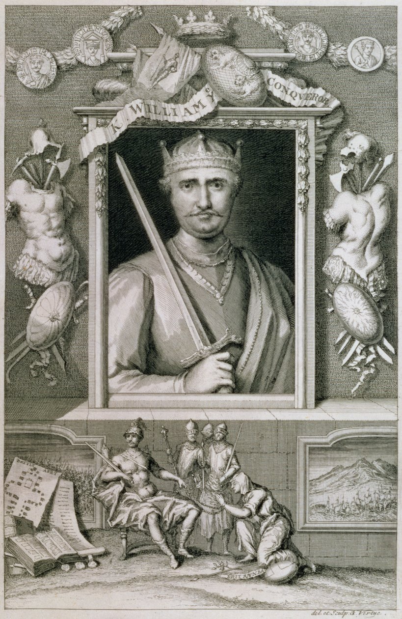 William I Valloittaja (1027-87) Englannin kuningas vuodelta 1066, taiteilijan kaiverrus (kaiverrus) tekijältä George Vertue