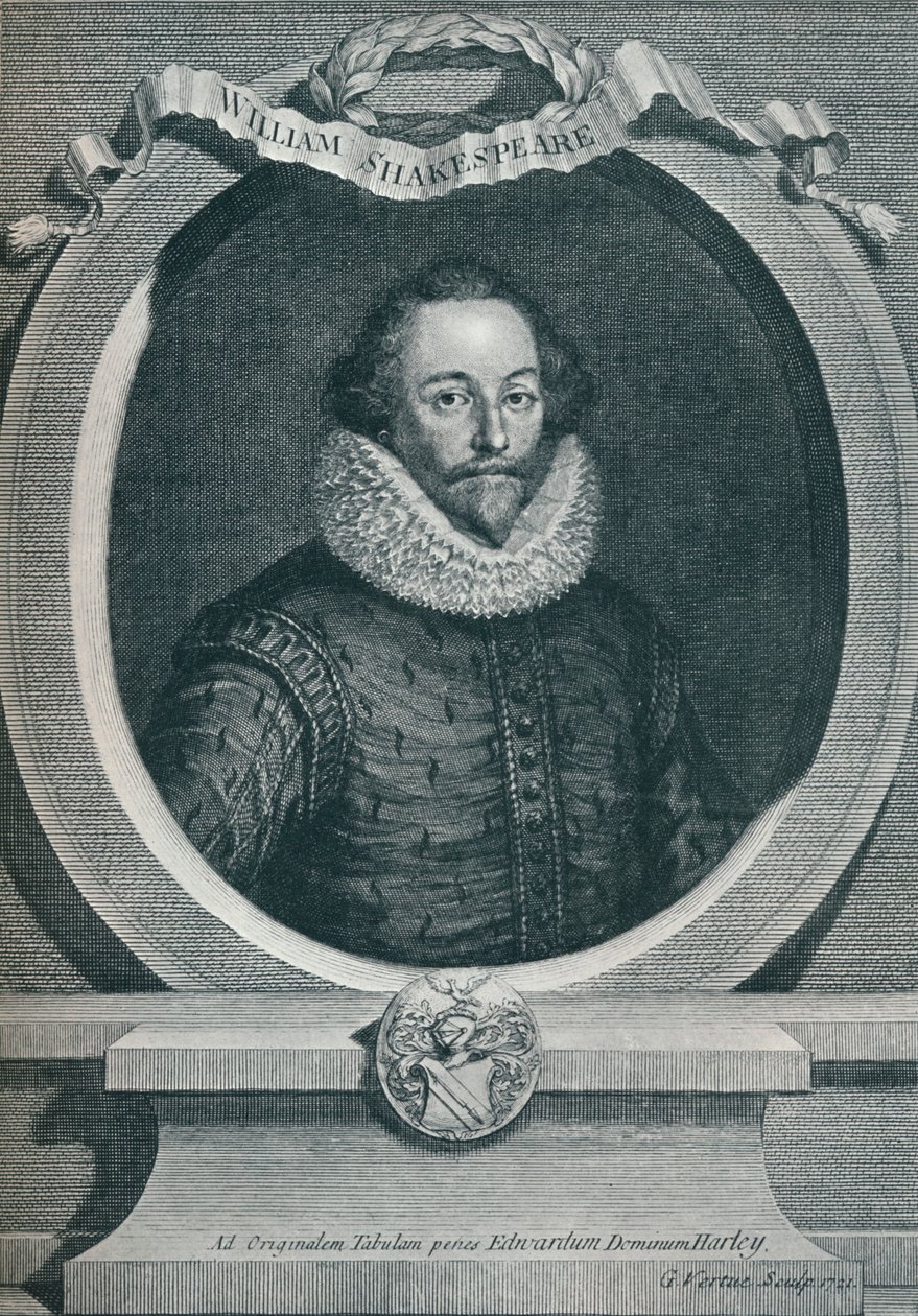 William Shakespeare 1564-1616, englantilainen runoilija ja näytelmäkirjailija, 1721, 1913 tekijältä George Vertue