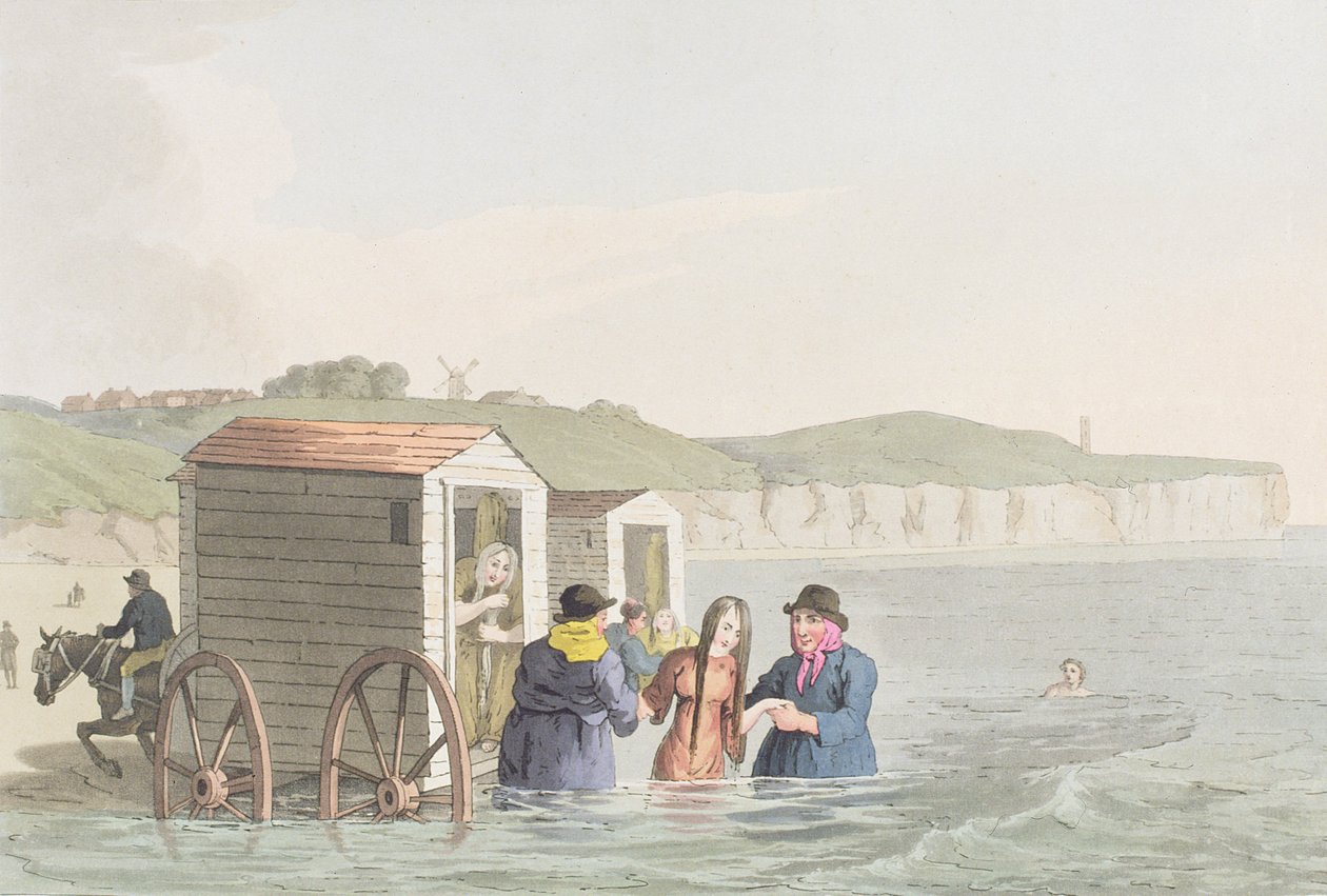 Meriuinti Bridlingtonin lahdella, George Walkerin teoksesta "Costumes of Yorkshire". tekijältä George Walker