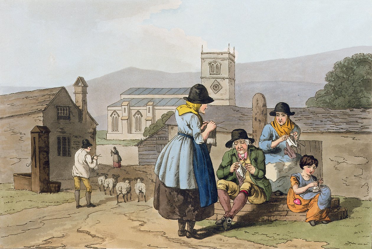 Wensleydalen neulojia, Robert Havellin (1769-1832) kaiverruksesta `Costume of Yorkshire