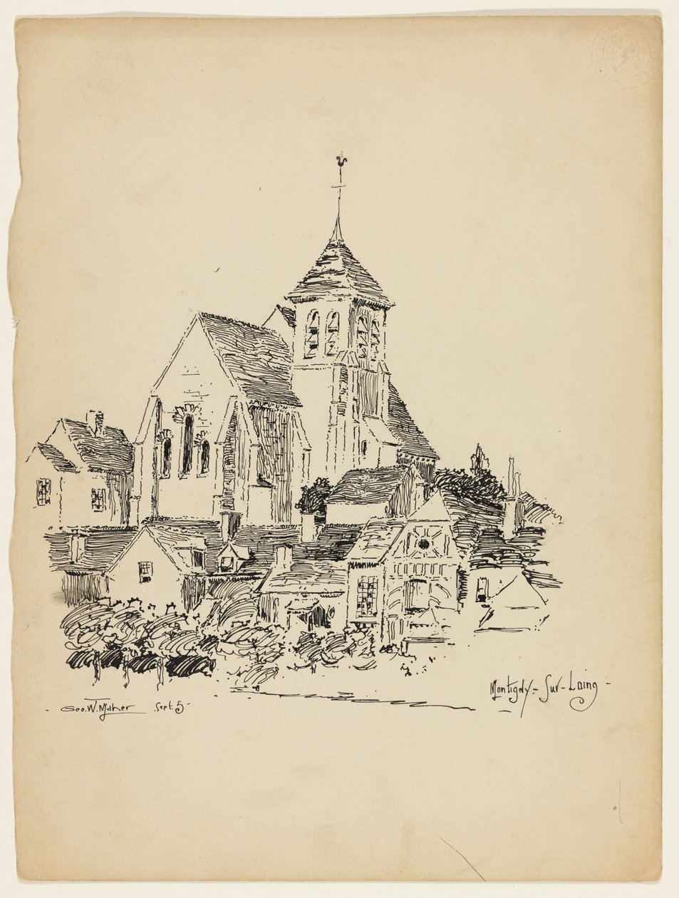 Kirkko Montigny-Sur-Loingissa, Ranskassa, Travel Sketch tekijältä George Washington Maher