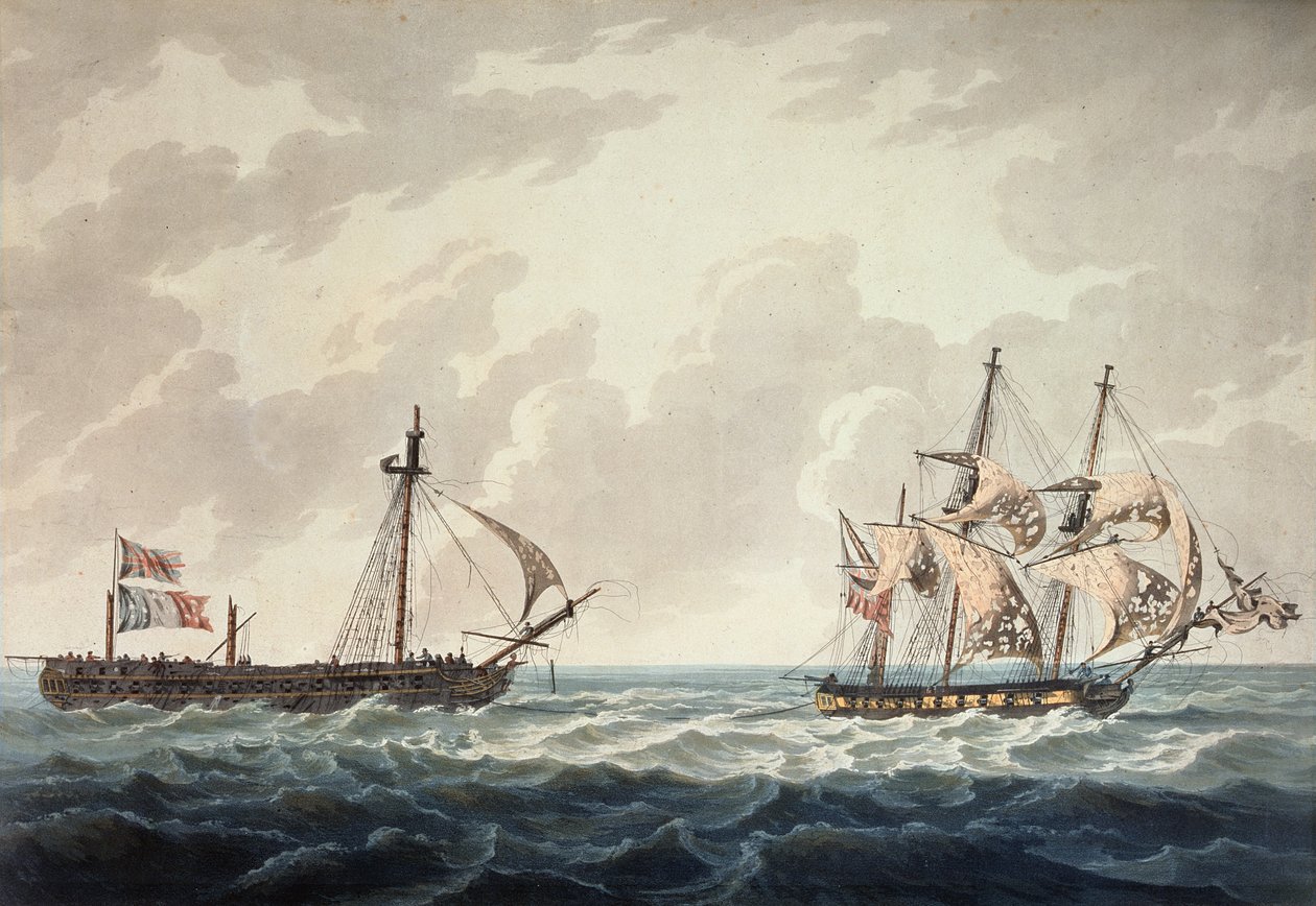 Hänen Majesteettinsa Sloop, Bonne Citoyenne, joka ottaa mukanaan ranskalaisen fregatin La Furieusen 6. heinäkuuta 1809 tapahtuneen toiminnan jälkeen, kaiverrettu R und D Havell, julkaissut Robert Cribb vuonna 1810 tekijältä George Webster