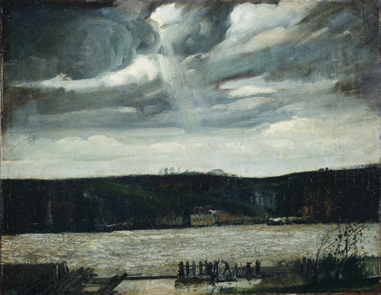 Pilvinen päivä (Hudsonjoki: lähestyvä puuska) tekijältä George Wesley Bellows